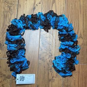 Handmade By Ann Domingos | Knitted Scarf | Blue & Brown